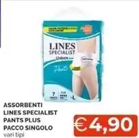 Mercatò Lines assorbenti specialist pants plus pacco singolo offerta