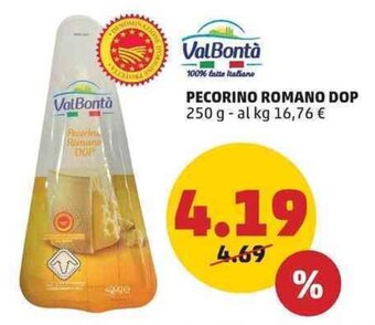 PENNY ValBontà PECORINO ROMANO DOP 250 g offerta