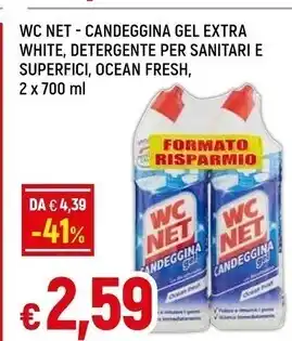 Famila Wc net candeggina gel extra white , detergente per sanitari e superfici , ocean fresh offerta