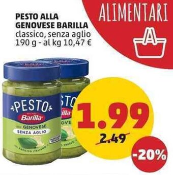 PENNY PESTO ALLA GENOVESE BARILLA classico, senza aglio 190 g offerta