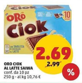 PENNY ORO CIOK AL LATTE SAIWA conf. da 10 pz 250 g offerta