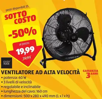 ALDI VENTILATORE AD ALTA VELOCITÀ offerta