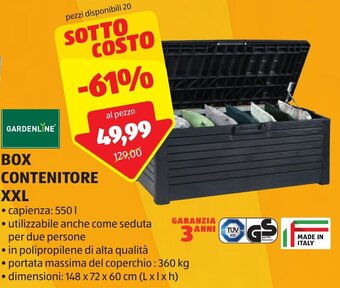 ALDI GARDENLINE BOX CONTENITORE XXL offerta
