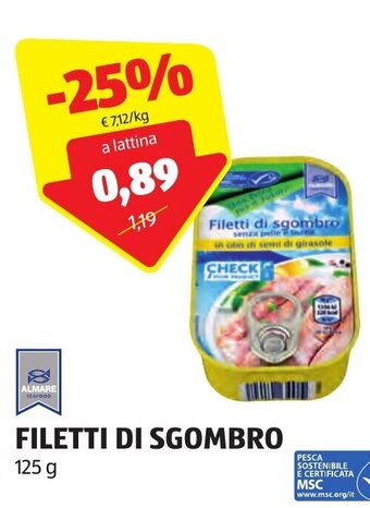 ALDI FILETTI DI SGOMBRO 125 g offerta