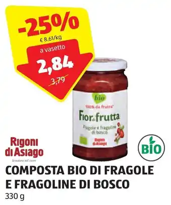 ALDI Rigoni di Asiago COMPOSTA BIO DI FRAGOLE E FRAGOLINE DI BOSCO 330 g offerta