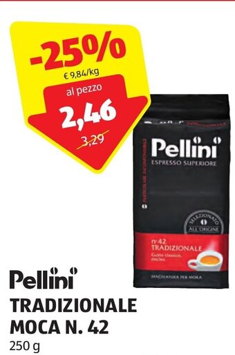ALDI Pellini' TRADIZIONALE MOCA N. 42 250 g offerta