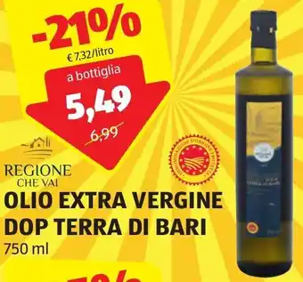 ALDI REGIONE CHE VAL OLIO EXTRA VERGINE DOP TERRA DI BARI 750 ml offerta