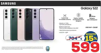 Euronics SAMSUNG Galaxy S22 offerta