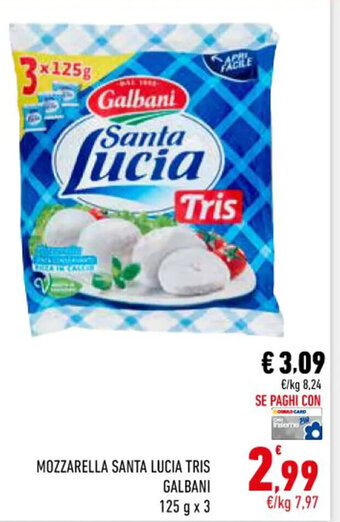 Conad City MOZZARELLA SANTA LUCIA TRIS GALBANI 125 g x 3 offerta