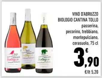 Conad City VINO D'ABRUZZO BIOLOGIO CANTINA TOLLO montepulciano, cerasuolo, 75 cl offerta