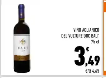 Conad City VINO AGLIANICO DEL VULTURE DOC BALI' 75 cl offerta