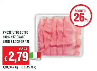 Banco Fresco PROSCIUTTO COTTO 100% NAZIONALE LENTI E LODE GR 120 offerta