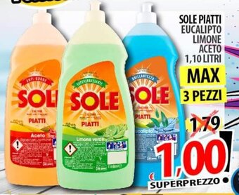Il Genio Supermercato SOLE PIATTI EUCALIPTO LIMONE ACETO 1,10 LITRI offerta