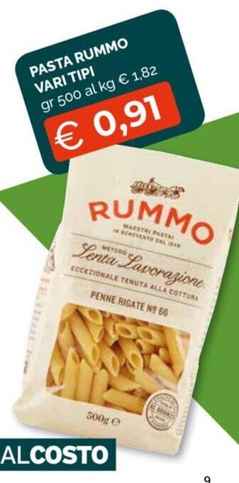 Mercatò PASTA RUMMO VARI TIPI gr 500 offerta