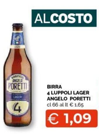 Mercatò BIRRA 4 LUPPOLI LAGER ANGELO PORETTI cl 66 offerta