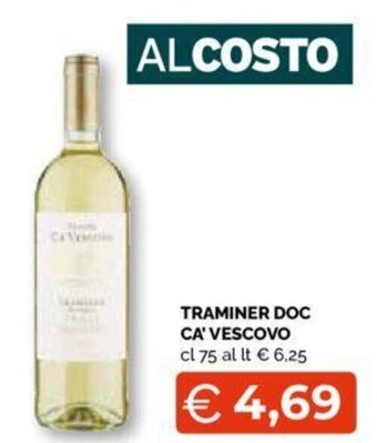 Mercatò TRAMINER DOC CA' VESCOVO cl 75 offerta