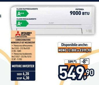 Unieuro Mitsubishi Electric MSZ-HR25VF Condizionatore Fisso Condizionatore Unità Interna Bianco offerta