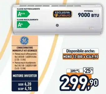Unieuro General electric Condizionatore Monosplit Kit GESNQG25 offerta