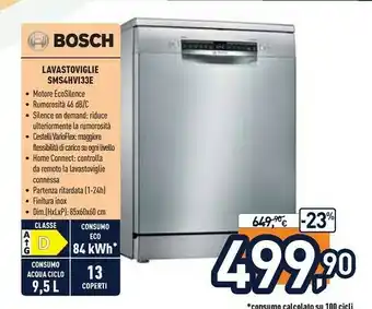 Unieuro Bosch Lavastoviglie SMS4HVI33E offerta