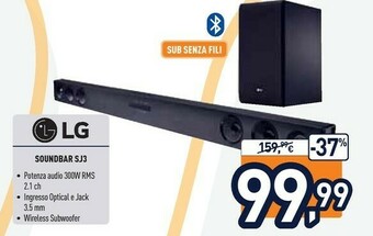 Unieuro LG SJ3 Altoparlante Soundbar 2.1 Canali 300 W Nero offerta