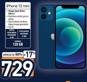 Unieuro Apple IPhone 12 Mini 13,7 Cm (5.4") Doppia SIM IOS 14 5G 128 GB Blu offerta