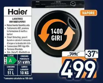 Unieuro Haier HW100-B14959U1 Lavatrice offerta