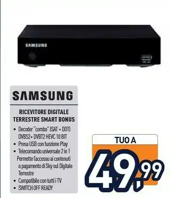 Unieuro Samsung Smart Decoder Bonus Cavo Full HD Nero offerta