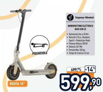 Unieuro Ninebot By Segway Ninebot KickScooter MAX G30LE Powered By Segway offerta