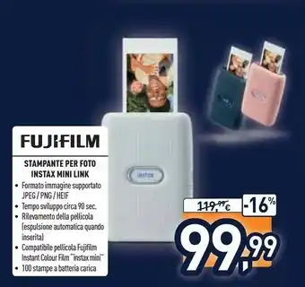 Unieuro Fujifilm Instax Mini Link Stampante Per Foto 318 X 318 DPI 2.4" X 1.8" (6.2x4.6 Cm) offerta