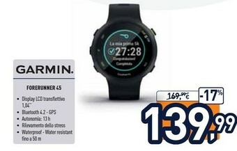 Unieuro Garmin Forerunner 45 2,64 Cm (1.04") 42 Mm Nero GPS (satellitare) offerta