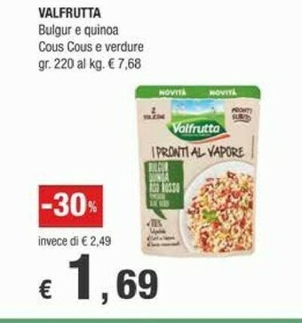 Crai Valfrutta Bulgur Quinoa Riso Rosso Pomodori Olive Verdi I Pronti Al Vapore 220 G(ml) offerta