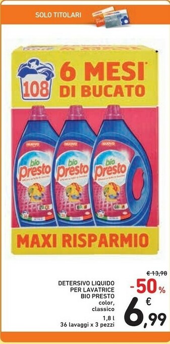 Conad Bio Presto Detersivo Liquido Per Lavatrice offerta