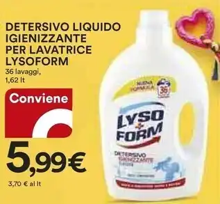 Ipercoop Lysoform detersivo liquido igienizzante per lavatrice offerta