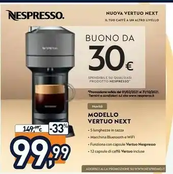 Unieuro Nespresso Modello Vertuo Next offerta