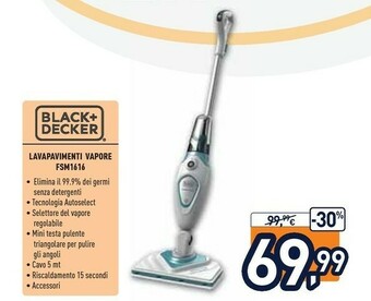 Unieuro Black & Decker FSM1616 Pulitore A Vapore Portatile Bianco 1600 W offerta