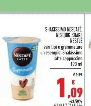 Conad Superstore Nescafé Nescafè - Shakissimo Latte Cappuccino 190 G(ml) offerta