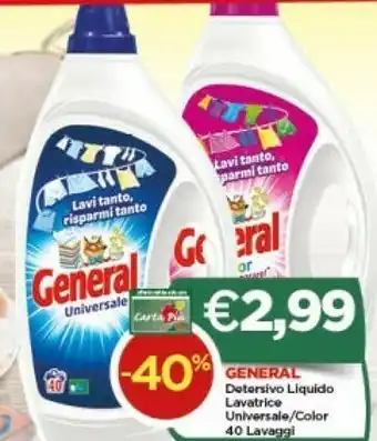 Crai General Detersivo Liquido Lavatrice Universale 40 Lavaggi offerta