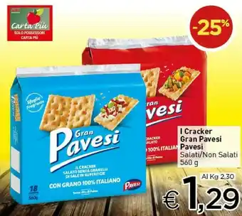 Crai Pavesi Gran I Cracker Salati Senza Granelli Di Sale In Superficie 560 G(ml) offerta