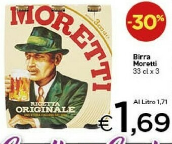 Crai Birra Moretti - Birra Ricetta Originale 990 g(ml) offerta