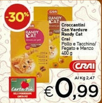 Crai Crai Croccantini Con Verdure Randy Cat Pollo E Tacchino offerta