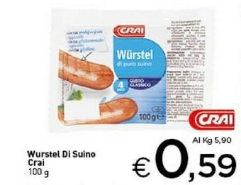 Crai Crai Wurstel Di Suino offerta