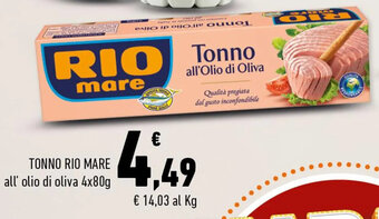 Conad TONNO RIO MARE all' olio di oliva 4x80g offerta