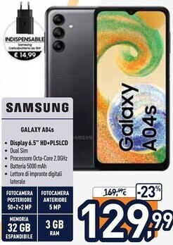 Unieuro Samsung galaxy a04s sm-a047f 16,5 cm (6.5) dual sim ibrida android 12 4g usb tipo-c 3 gb 32 gb 5000 mah nero offerta