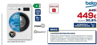 Euronics Beko lavatrice beyond bwu384s offerta