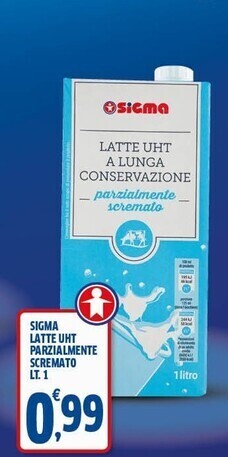 Sigma Sigma latte uht parzialmente scremato offerta