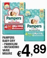 Sigma Pampers baby - dry - pannolini - mutandino varie misure offerta