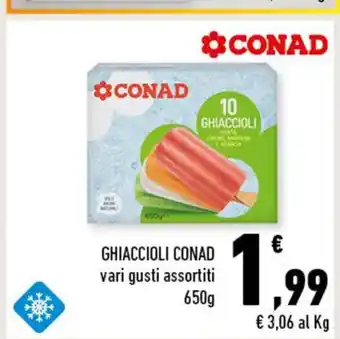Conad GHIACCIOLI CONAD vari gusti assortiti 650g offerta