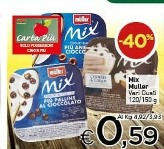 Crai Muller Mix Yogurt Al Cocco Più Cioccolato 150 G(ml) offerta