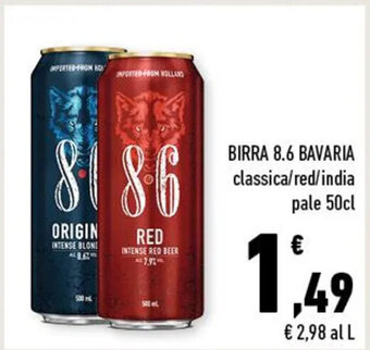 Conad BIRRA 8.6 BAVARIA classica/red/india pale 50cl offerta