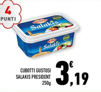 Conad CUBOTTI GUSTOSI SALAKIS PRESIDENT 250g offerta